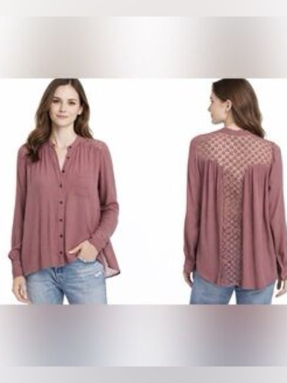 Free People “The Best” Gauze Crochet Lace Oversized Blouse Top Sz XS